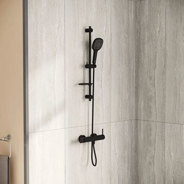 VITRA ORIGIN vanová nástěnná baterie, s přepínačem, matná černá A4261936WTC Obrázek - fotka