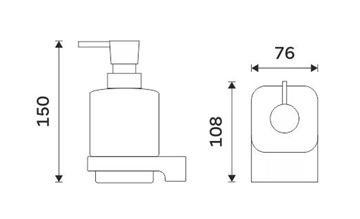 NIMCO MAYA dávkovač tekutého mýdla 320 ml, nástěnný, keramika, černá/bílá MAC 29031K-T-90 Technický nákres