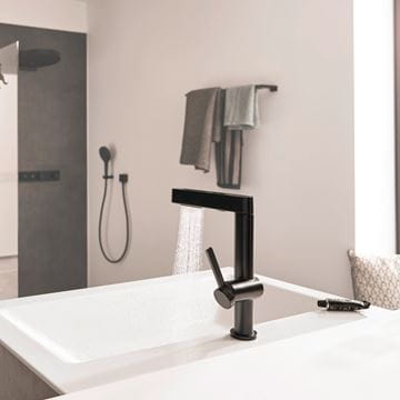 HANSGROHE FINORIS umyvadlová stojánková baterie, s vytahovací sprškou a odtokovou soupravou, EcoSmart, matná černá 76063670 Obrázek - fotka