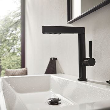 HANSGROHE FINORIS umyvadlová stojánková baterie, s vytahovací sprškou a odtokovou soupravou, EcoSmart, matná černá 76063670 Obrázek - fotka