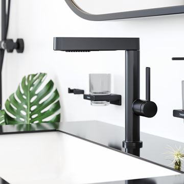 HANSGROHE FINORIS umyvadlová stojánková baterie, s vytahovací sprškou a odtokovou soupravou, EcoSmart, matná černá 76063670 Obrázek - fotka