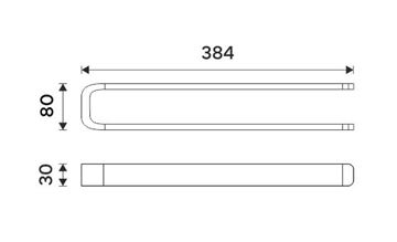 NIMCO NIKAU držák ručníků 384 mm, dvojramenný, černá NKC 30098-90 Technický nákres