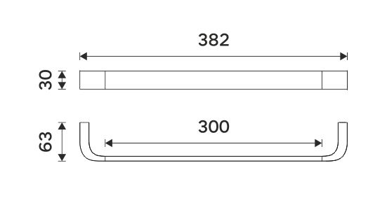 NIMCO NIKAU držák ručníku 382 mm, chrom NK 30035-26 Technický nákres