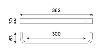 NIMCO NIKAU držák ručníku 382 mm, černá NKC 30035-90 Technický nákres