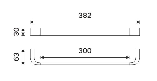 NIMCO NIKAU držák ručníku 382 mm, černá NKC 30035-90 Technický nákres