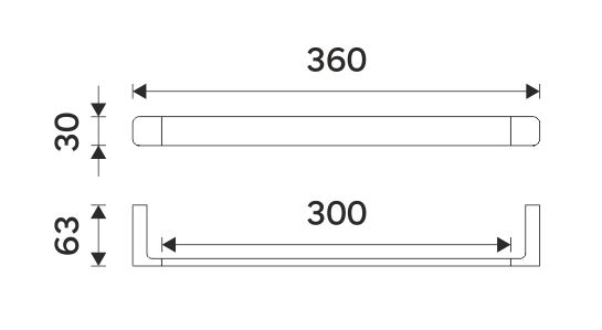 NIMCO MAYA držák ručníku 360 mm, černá MAC 29035-90 Technický nákres