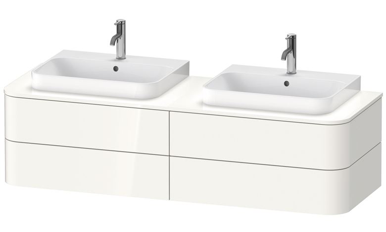 DURAVIT HAPPY D.2 PLUS skříňka pod umyvadlo 160x40,8x55 cm, 2 zásuvky, Push-open, bílá vysoký lesk HP4974B2222 Obrázek - fotka