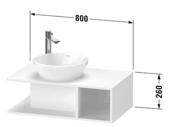 DURAVIT D-NEO skříňka pod umyvadlo 80x48x26 cm, 1 police, White matt DE491801818 Technický nákres