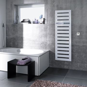 ZEHNDER METROPOLITAN BAR designový radiátor 1500/500, elektrický, s topnou tyčí, bílá RAL9016 MEPE-150-050/GD Obrázek - fotka