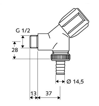 CONCEPT COMFORT pračkový ventil 1/2"x3/4", chrom 033860601 Technický nákres