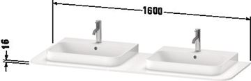 DURAVIT HAPPY D.2 deska pod umyvadlo s 2 výřezy 160x55x1,6 cm, bílá vysoký lesk HP032HB2222 Technický nákres