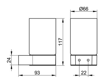 KEUCO PLAN nástěnný pohárek, sklo, černá 14950379000 Technický nákres
