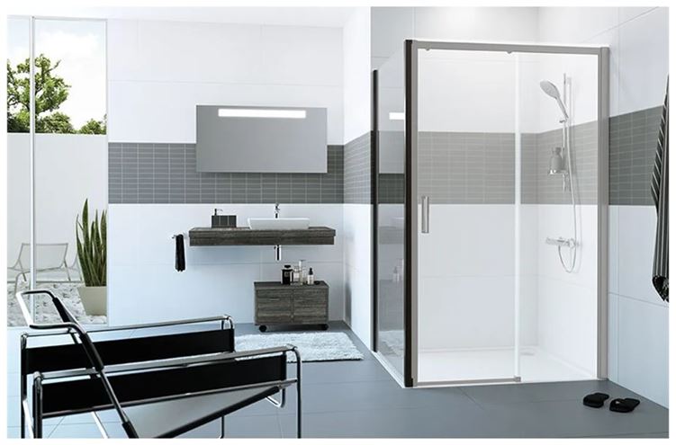 HÜPPE CLASSICS 2 EASY ENTRY BLACK EDITION boční stěna 80x200 cm, matná černá/čiré sklo C25403.123.322 Obrázek - fotka