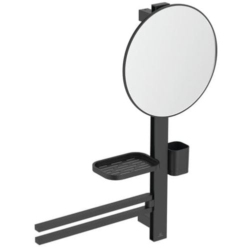 IDEAL STANDARD ALU+ kosmetické zrcadlo 328 mm, s koupelnovými doplňky, černá matt BD588XG Obrázek - Hlavní obrázek