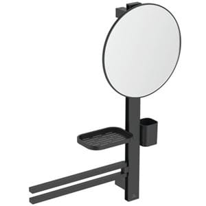 IDEAL STANDARD ALU+ kosmetické zrcadlo 328 mm, s koupelnovými doplňky, černá matt