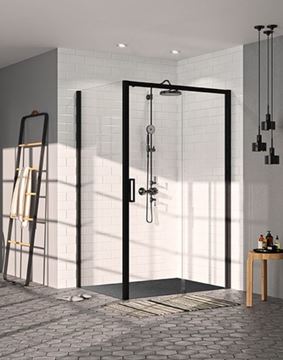 HÜPPE CLASSICS 2 EASY ENTRY BLACK EDITION sprchové dveře 120x200 cm, posuvné, pravé, matná černá/sklo čiré