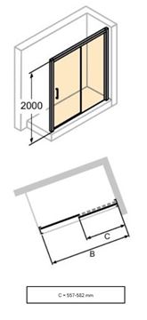 HÜPPE CLASSICS 2 EASY ENTRY BLACK EDITION sprchové dveře 120x200 cm, posuvné, levé, matná černá/sklo čiré C25309.123.322 Obrázek - fotka