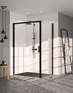 HÜPPE CLASSICS 2 EASY ENTRY BLACK EDITION sprchové dveře 120x200 cm, posuvné, levé, matná černá/sklo čiré