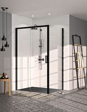 HÜPPE CLASSICS 2 EASY ENTRY BLACK EDITION sprchové dveře 120x200 cm, posuvné, levé, matná černá/sklo čiré