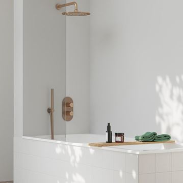 RAVAK 702.61 sprchové rameno 351 mm, nástěnné, růžové kartáčované zlato X07P712 Obrázek - fotka