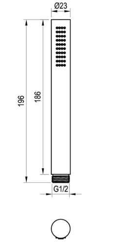 RAVAK 951.60 ruční sprcha 186 mm, kartáčované růžové zlato X07P706 Technický nákres