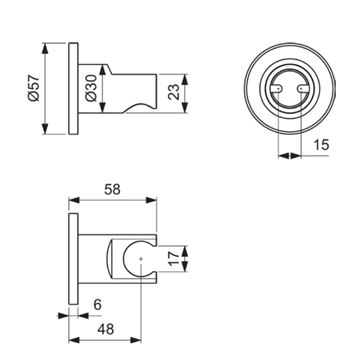 IDEAL STANDARD IDEALRAIN nástěnný držák ruční sprchy, matná černá  BC806XG Technický nákres