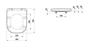LAUFEN MEDA WC sedátko, SoftClose, bílá H8911130000001 Technický nákres