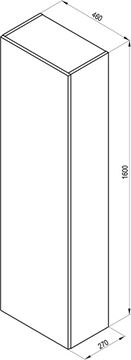RAVAK FORMY SB 46 vysoká skříňka 46x27x160 cm, 1 dvířka, ořech X000001262 Technický nákres