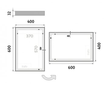 NIMCO ZP 13000 zrcadlo 40x60 cm, reverzibilní, s osvětlením ZP 13000 Technický nákres