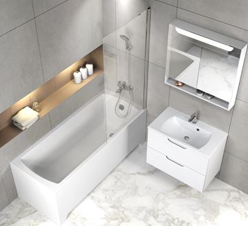 RAVAK CLASSIC II zrcadlová skříňka 80x76x14 cm, osvětlení, MDF, lesklá bílá X000001471 Obrázek - fotka