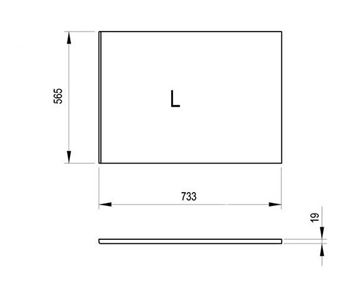 RAVAK boční panel k vaně 73,3x56,5 cm, levý X000001697 Technický nákres