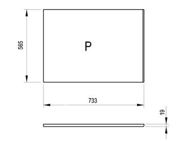 RAVAK boční panel k vaně 73,3x56,5 cm, pravý X000001698 Technický nákres