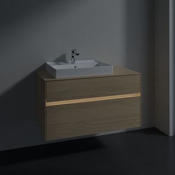 VILLEROY & BOCH COLLARO skříňka pod umyvadlo 100x50x54,8 cm, 2 zásuvky, s osvětlením, Nordic Oak C017B0VJ Obrázek - fotka