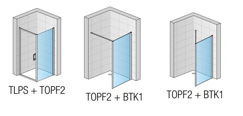 RONAL TOP-LINE S TOPF boční stěna 90x200 cm, aluchrom/čiré sklo TOPF2 090 50 07 Technický nákres