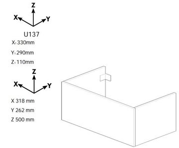 DŘEVOJAS HOST SZD 35 skříňka s umývátkem 33x29x50 cm, 1 dvířka, panty vpravo, úchytka černá, ohio 517717-T06 Technický nákres