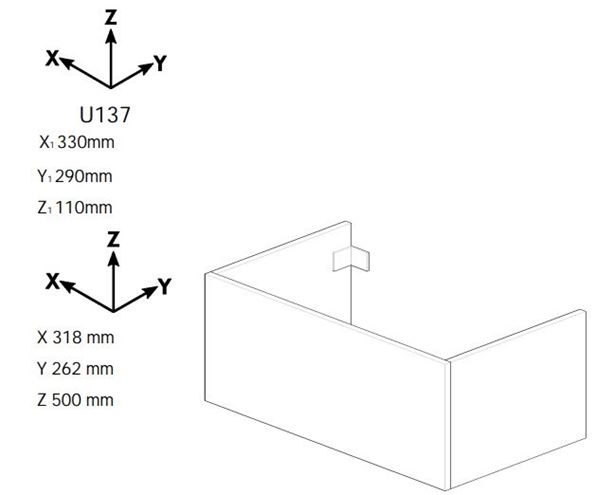 DŘEVOJAS HOST SZD 35 skříňka s umývátkem 33x29x50 cm, 1 dvířka, panty vpravo, úchytka černá, ohio 517717-T06 Technický nákres