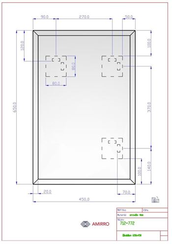 AMIRRO OBSIDIAN zrcadlo 45x65 cm, reverzibilní 712-772 Technický nákres