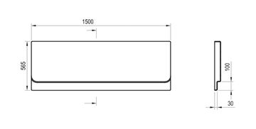 RAVAK CHROME 150 čelní panel k vaně 150x56,5 cm CZ72100A00 Technický nákres