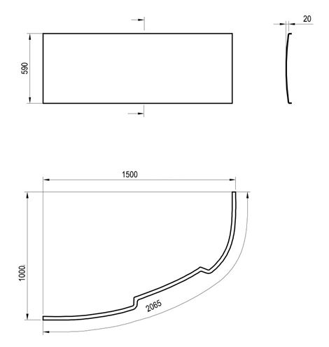 RAVAK ASYMMETRIC 150 L čelní panel k vaně 150x59 cm, levý CZ44100000 Technický nákres