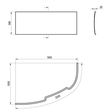 RAVAK ASYMMETRIC 160 L čelní panel k vaně 160x59 cm, levý CZ46100000 Technický nákres
