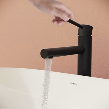 VITRA ORIGIN umyvadlová stojánková baterie, s odtokovou soupravou, matná černá A4256936WTC Obrázek - fotka