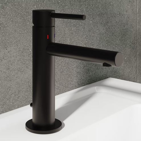 VITRA ORIGIN umyvadlová stojánková baterie, s odtokovou soupravou, matná černá A4256836WTC Obrázek - fotka