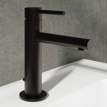 VITRA ORIGIN umyvadlová stojánková baterie, s odtokovou soupravou, matná černá A4256836WTC Obrázek - fotka