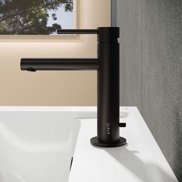 VITRA ORIGIN umyvadlová stojánková baterie, s odtokovou soupravou, matná černá A4256836WTC Obrázek - fotka