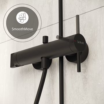 VITRA ORIGIN vanová nástěnná baterie, s přepínačem, matná černá A4261936WTC Obrázek - fotka