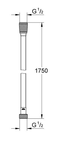 GROHE SILVERFLEX sprchová hadice 1750 mm, hladká, TwistFree, AntiFold, plast, supersteel 28388DC1 Technický nákres