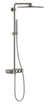 GROHE EUPHORIA SMARTCONTROL SYSTEM 310 CUBE DUO sprchový set s termostatickou baterií, horní sprcha se 2 proudy, ruční sprcha, tyč, hadice, kartáčovaný hard graphite