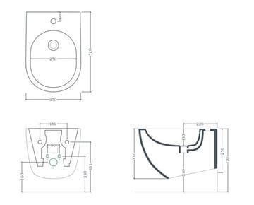 ARTCERAM FILE 2.0 závěsný bidet, matná bílá FLB001 05,30 Technický nákres