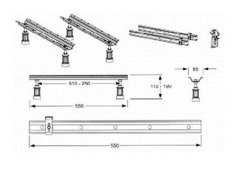 IDEAL STANDARD nožičky k vaně K727467 Technický nákres