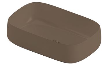 ARTCERAM COGNAC QUADRO umyvadlo na desku 55 cm, bez přepadu, Saniglaze, brown tortora